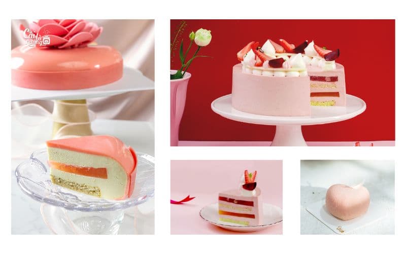 Mẫu bánh kem màu hồng giúp tiệc thêm ngọt ngào, đáng yêu