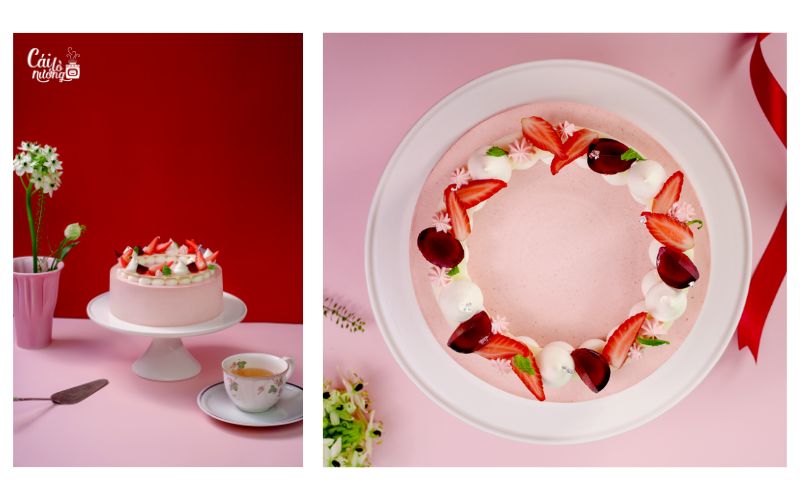 bánh sinh nhật màu hồng lãng mạn