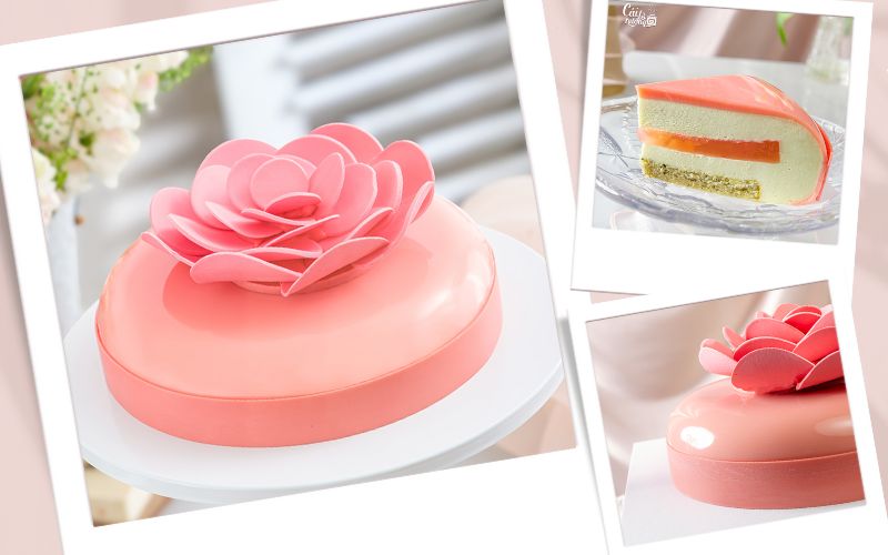 bánh sinh nhật màu hồng pastel